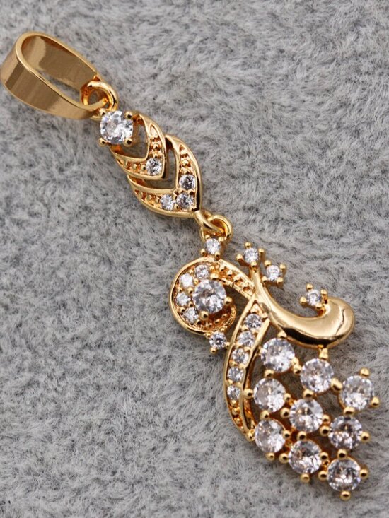 Jewelry - 18K Yellow Gold Filled Flower Chandelier White Diamond Zircon Necklace Pendant
